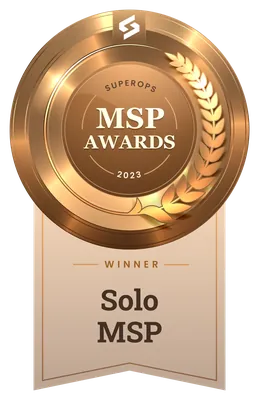 BVTech LLC - 1st Place Solo MSP of the Year Award 2023 by SuperOps MSP Awards — Jordan Polasek BVTech LLC